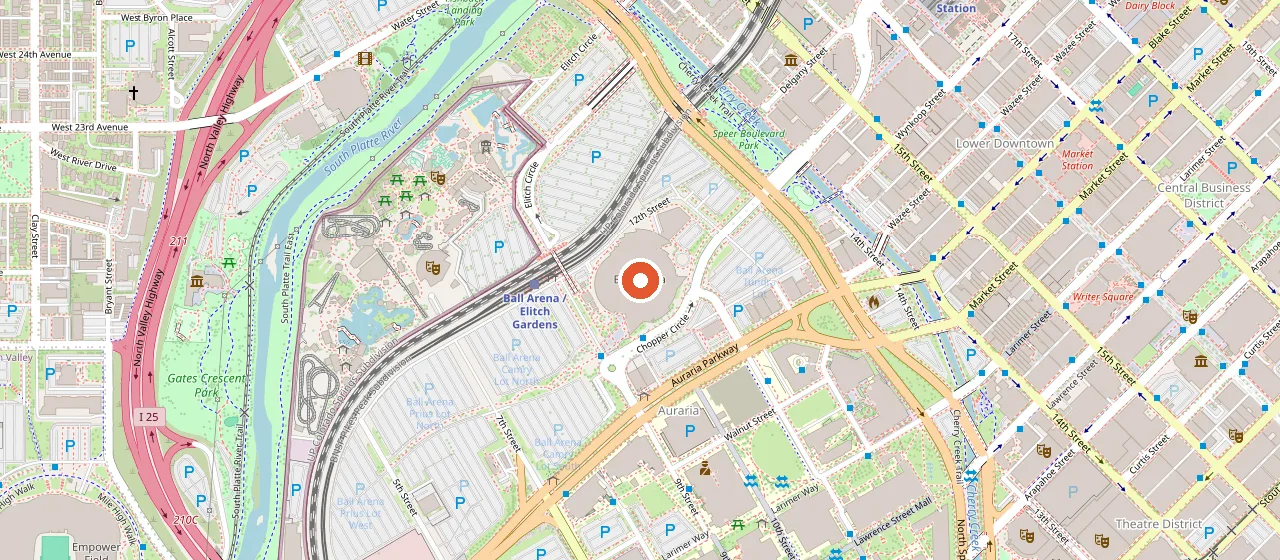 Map showing Ball Arena