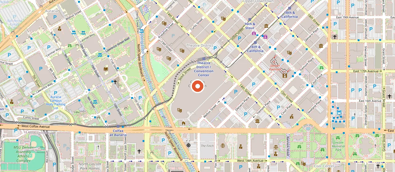 Map showing Bellco Theatre