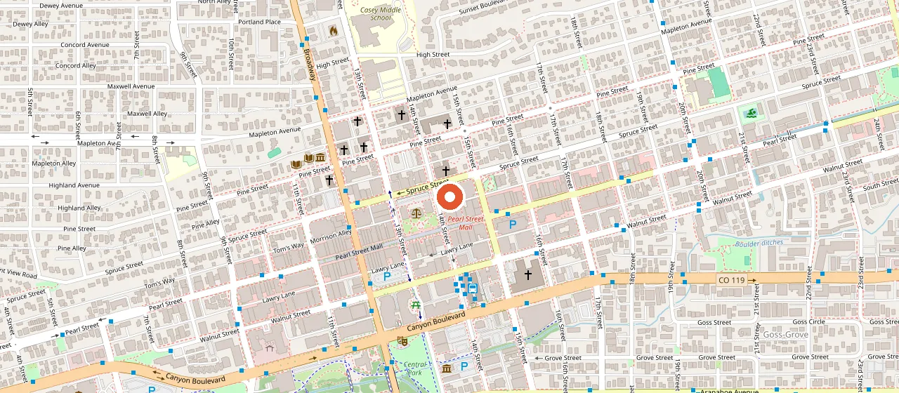 Map showing Boulder Theater