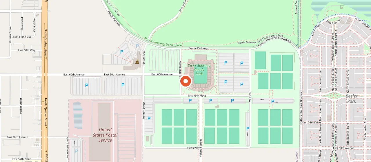 Map showing Dick's Sporting Goods Park