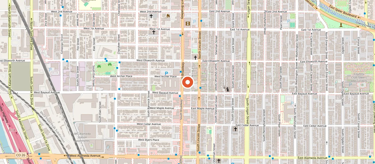 Map showing HQ