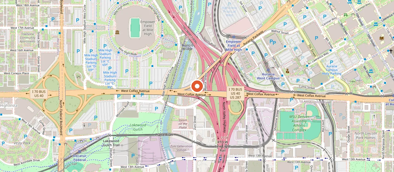 Map showing Meow Wolf: Convergence Station