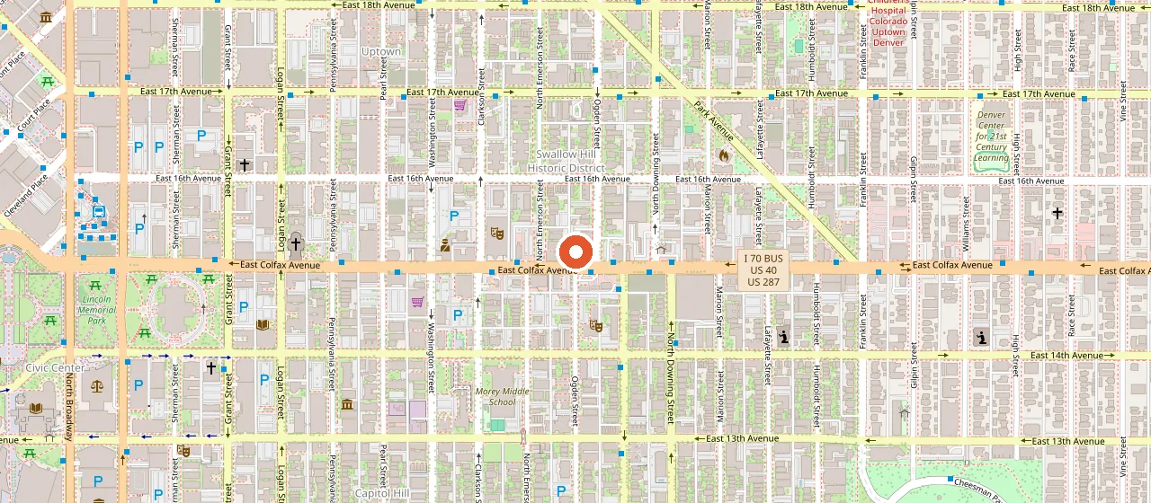 Map showing Ogden Theatre